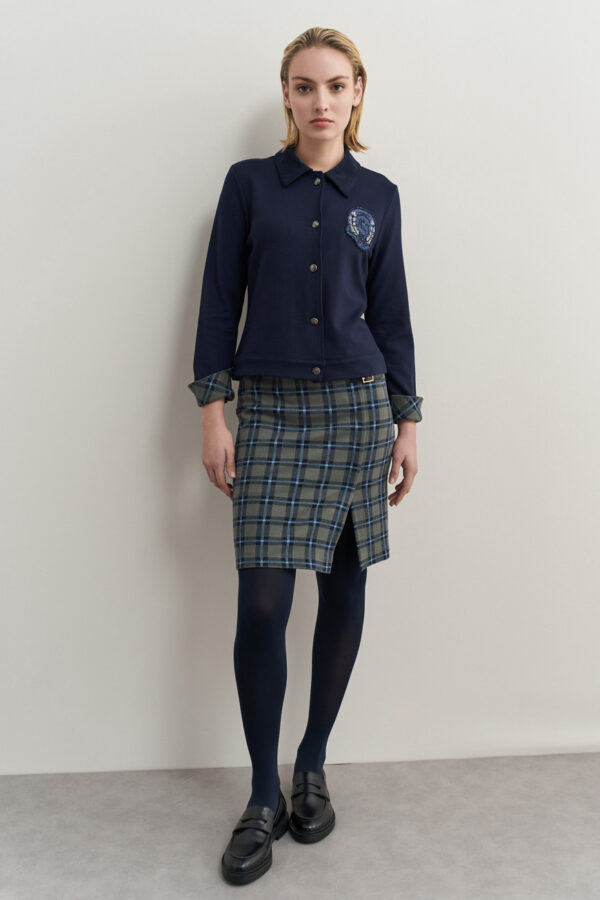 Φούστα tartan ζακάρ με τόκα