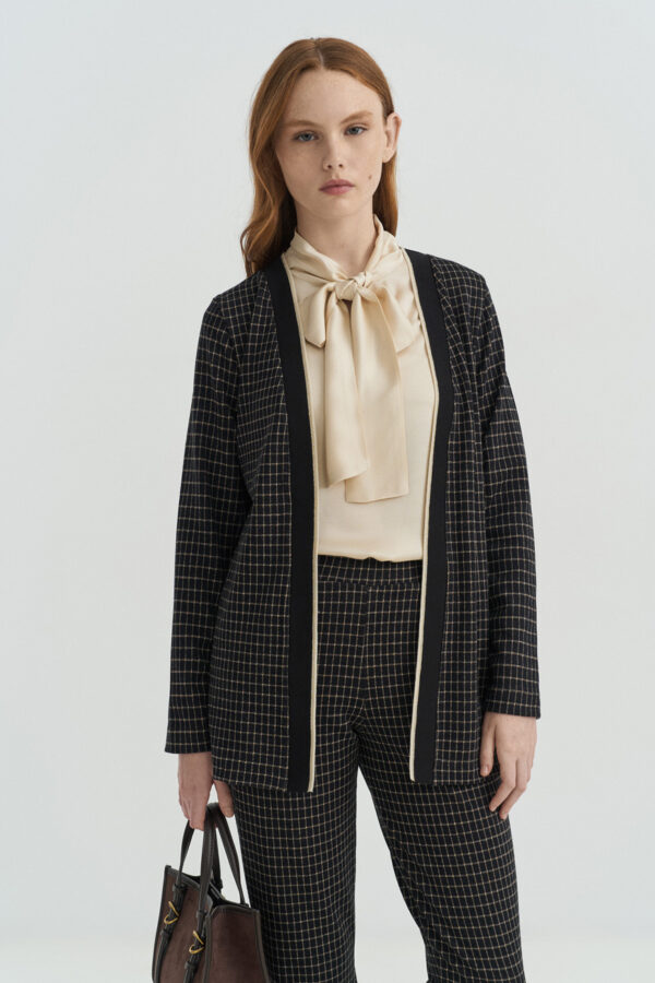 Long cardigan mini check