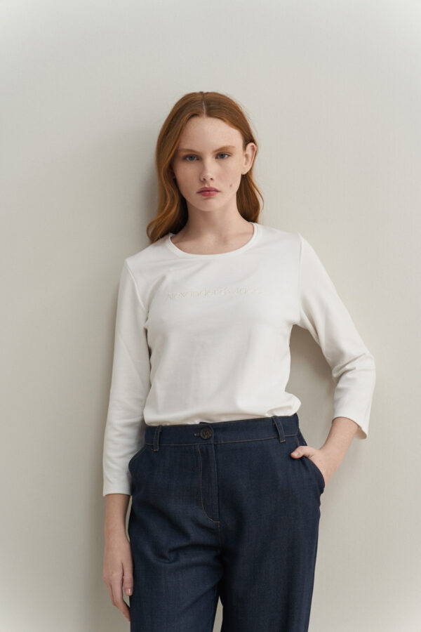 Blouse with logo embroidery