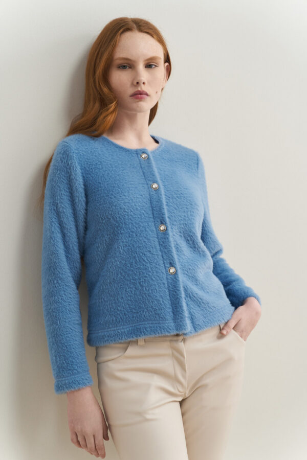 Ζακέτα teddy strass κουμπιά