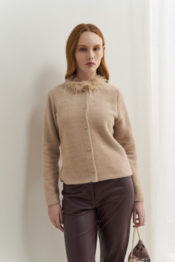 Cardigan with faux fair