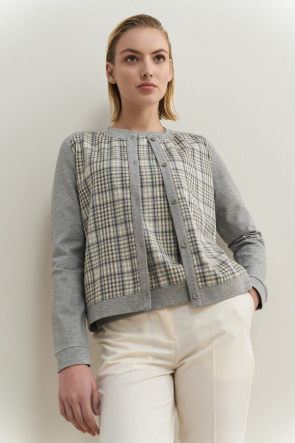 Grey check cardigan