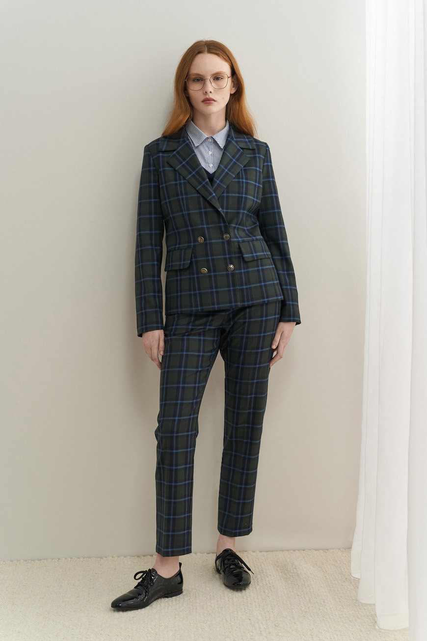 Wool blend tartan jacket
