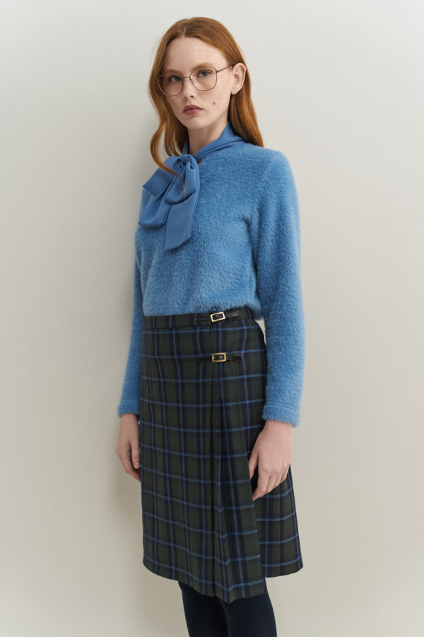 Φούστα wrap με πιέτες wool tartan