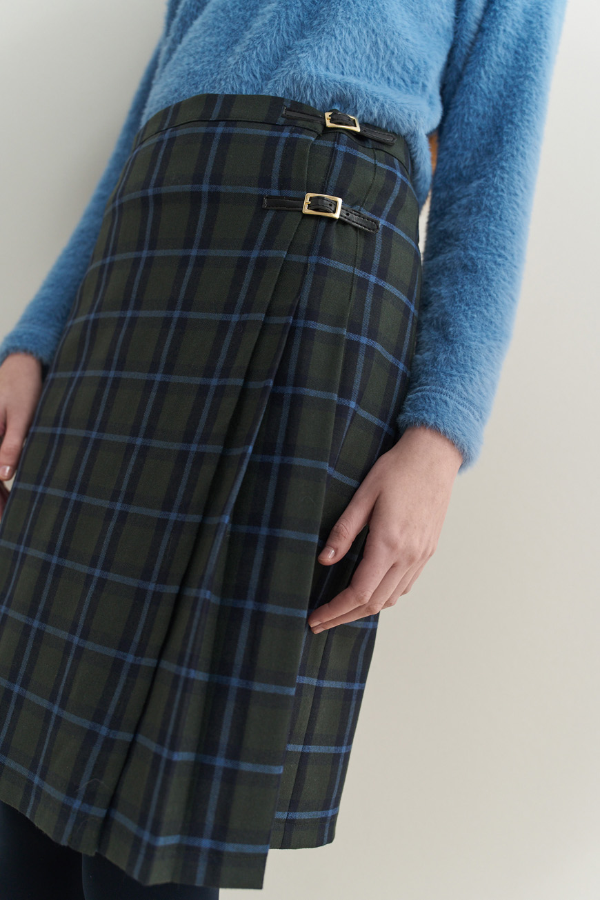 Wool blend tartan wrap skirt - Image 2