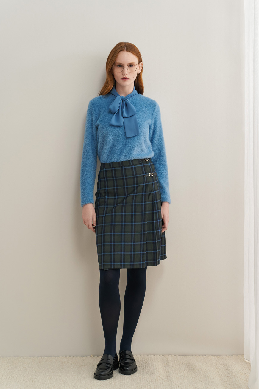 Wool blend tartan wrap skirt - Image 3