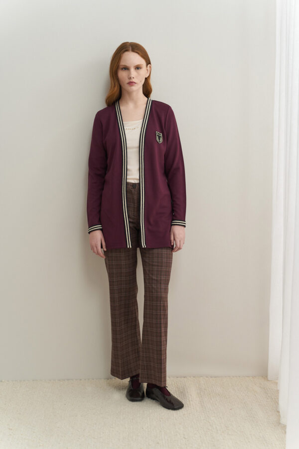 Checked trousers in burgundy