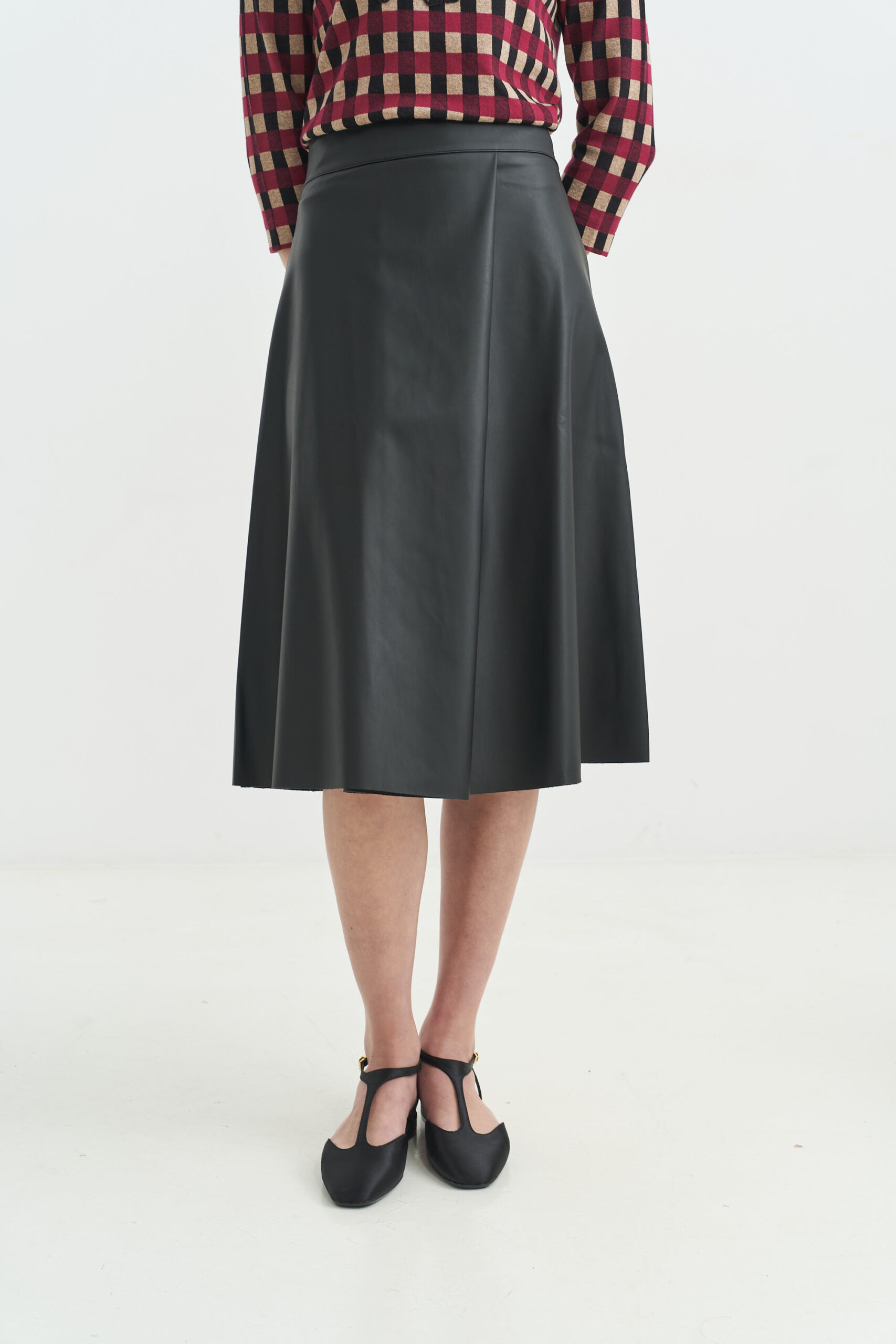 Faux leather A line envelope effect skirt - Image 2