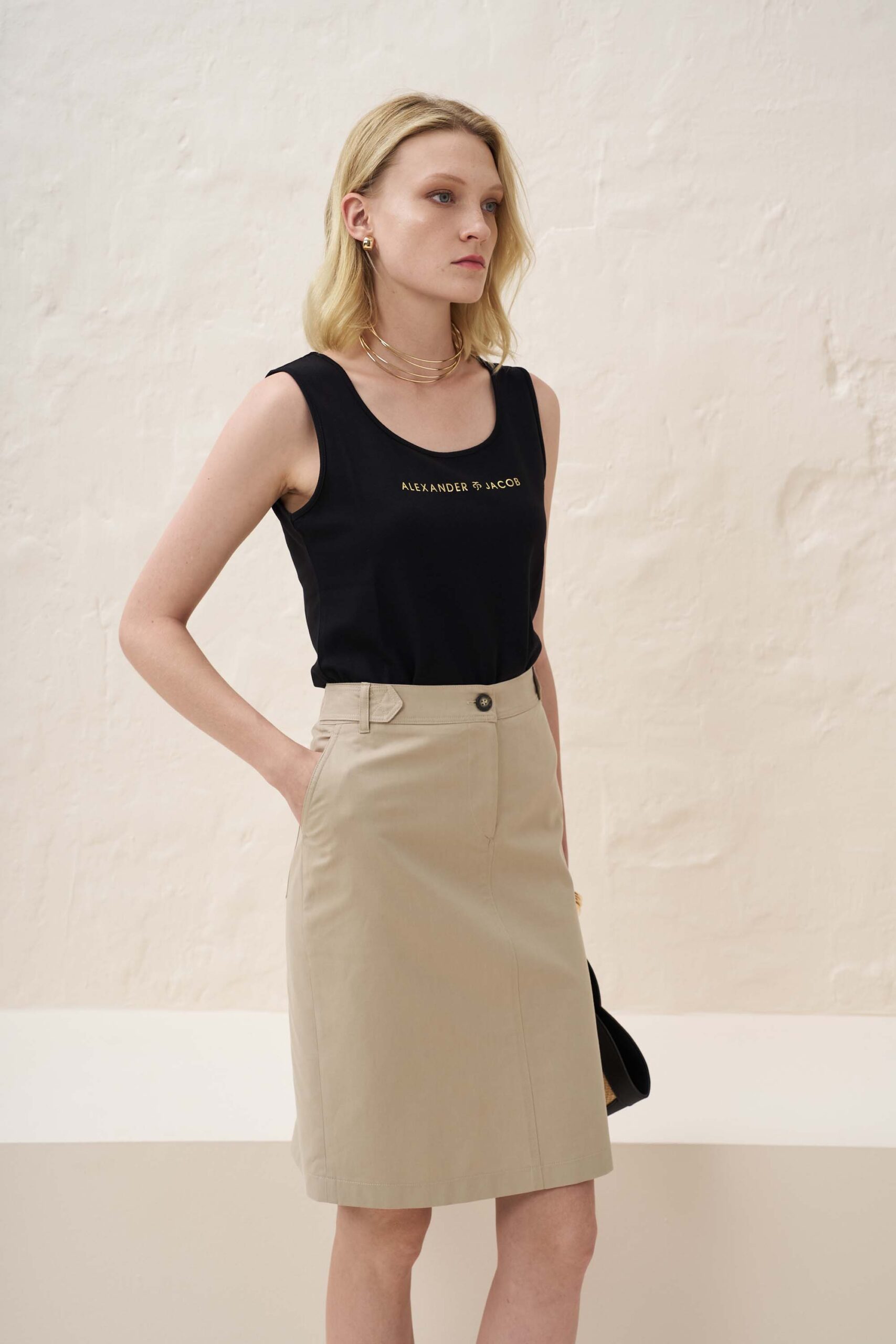 Φούστα από βαμβακερή καπαρντίνα