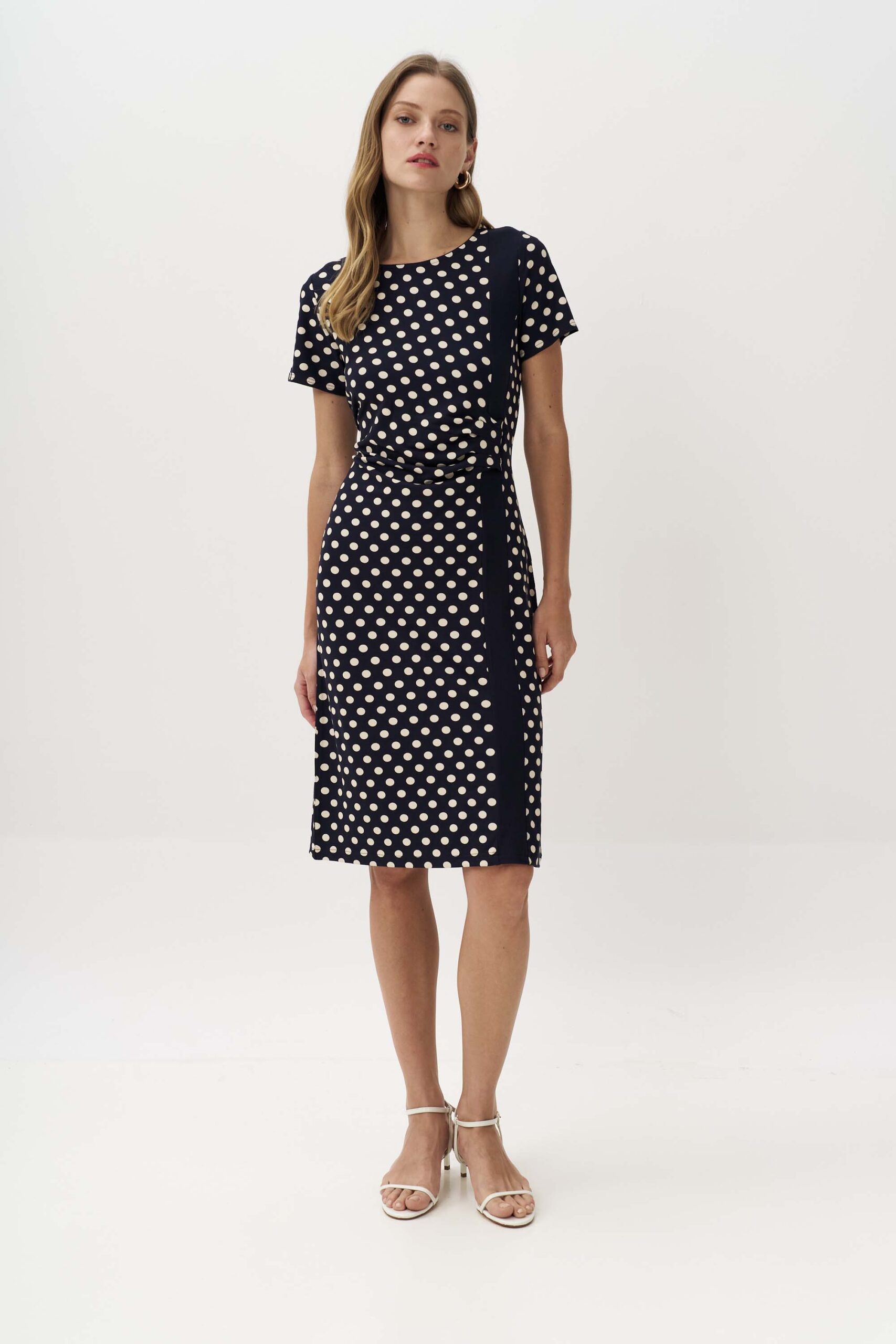 Polka dot dress with contrast stripe - Image 2