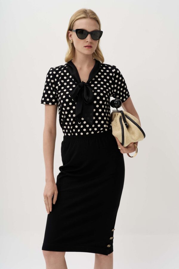 Polka dot blouse with scarf