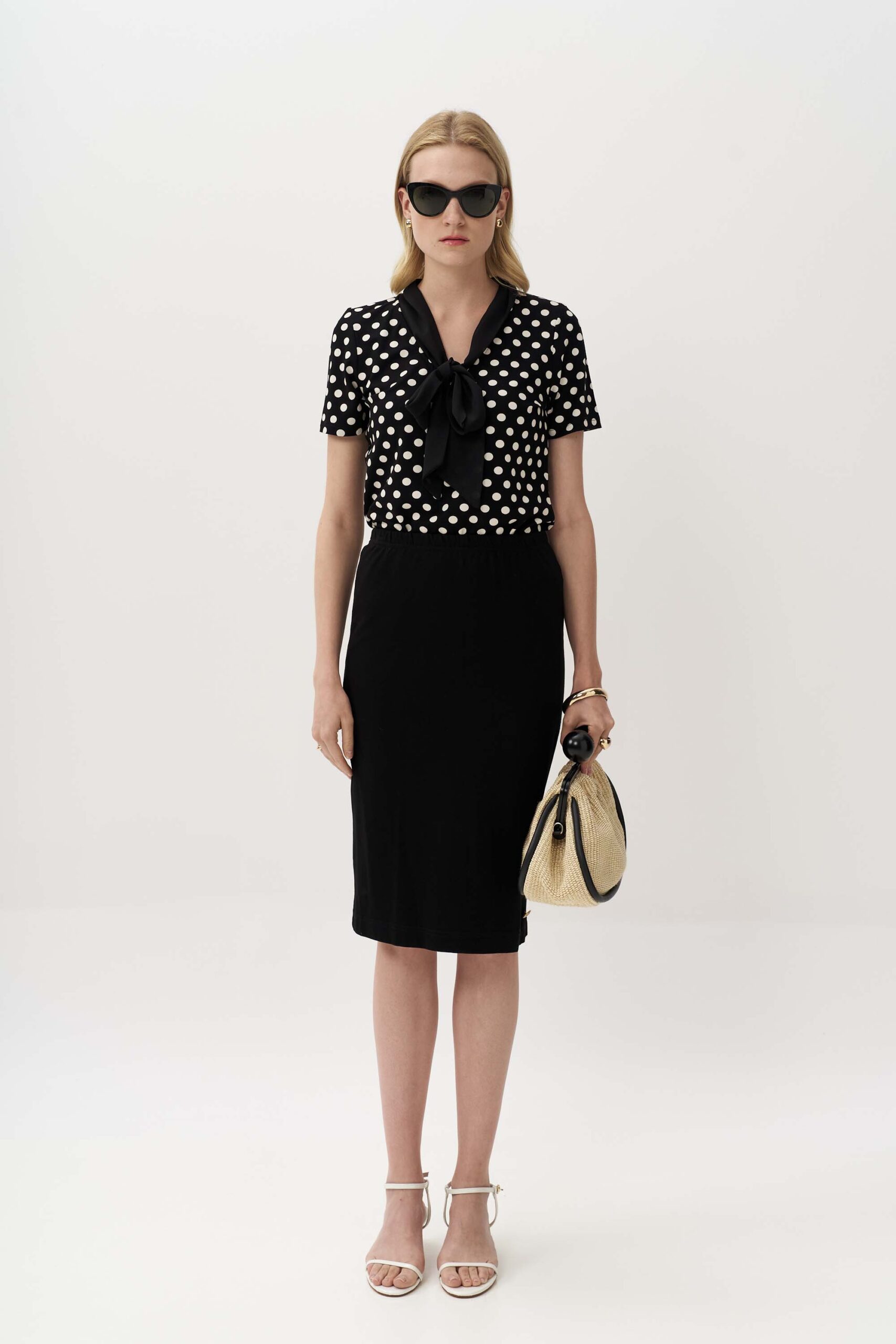 Polka dot blouse with scarf - Image 3