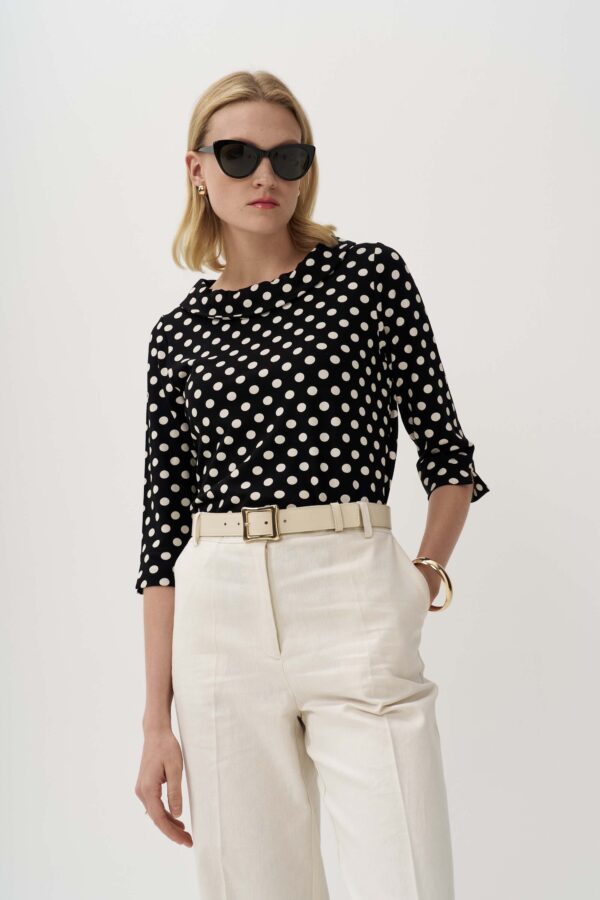 Polka dot blouse with jackie collar