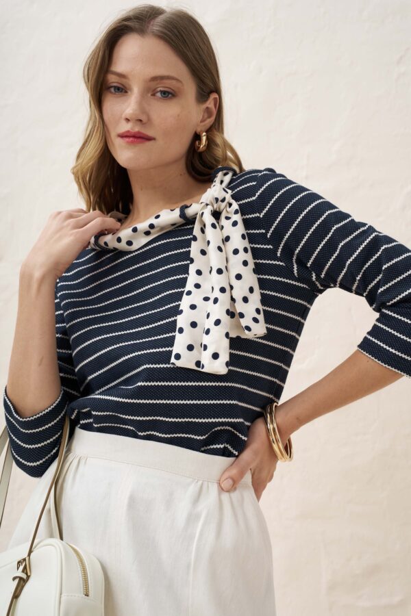 Candy blouse with polka dot scarf