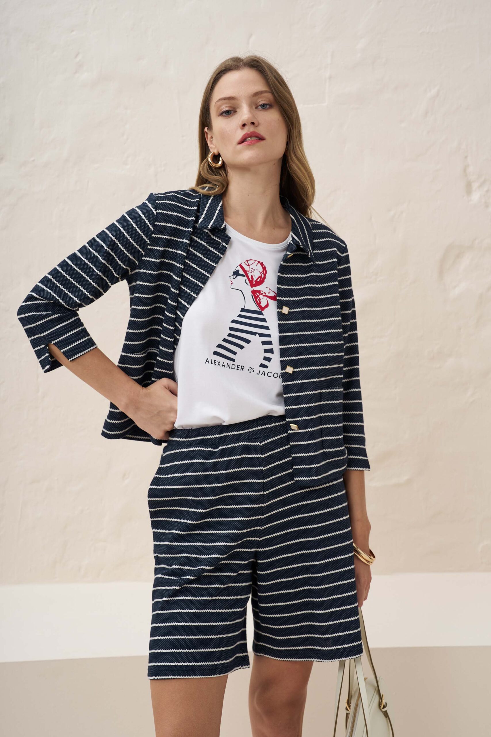 Cardigan with candy striped collar