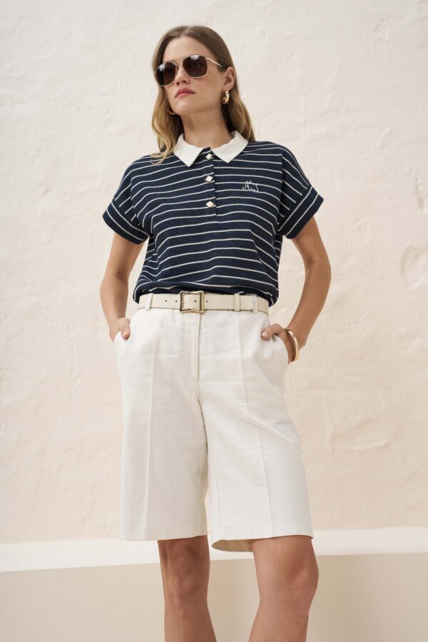 Candy striped polo shirt with contrast