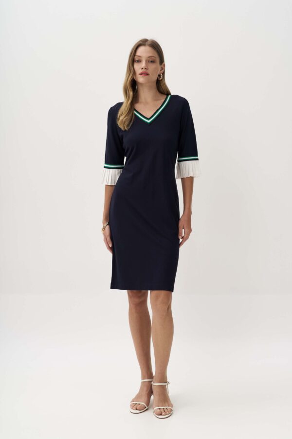 Dress with pleated sleeve