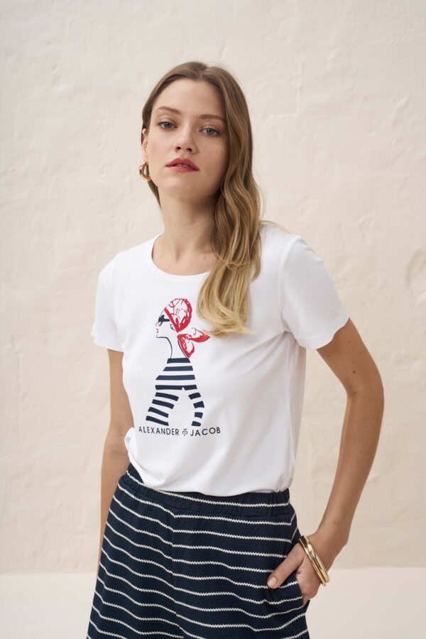 Navy girl print blouse