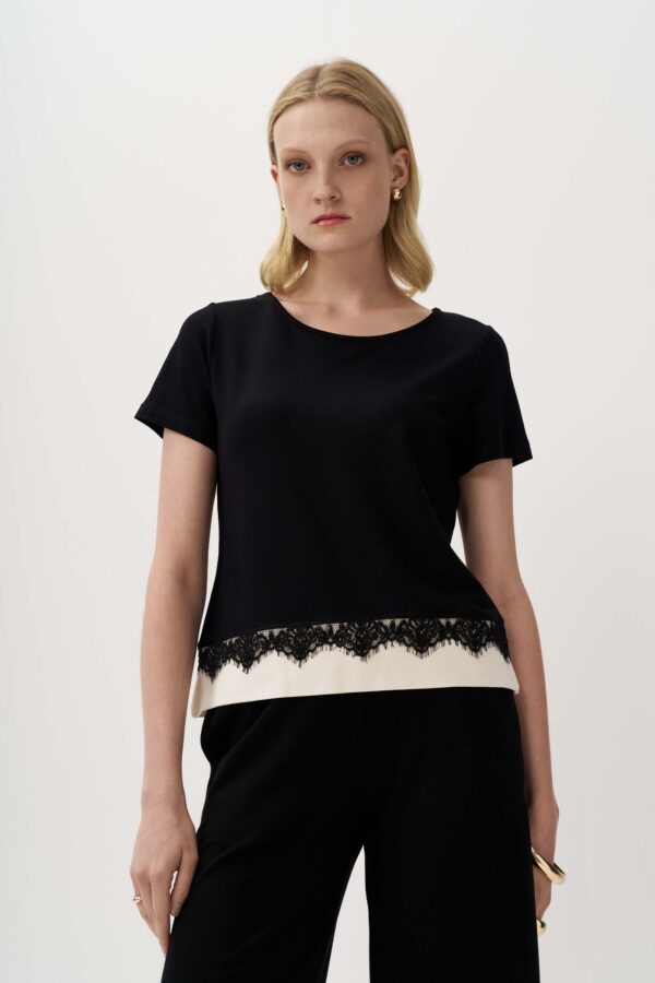 Top with contrast lace trim