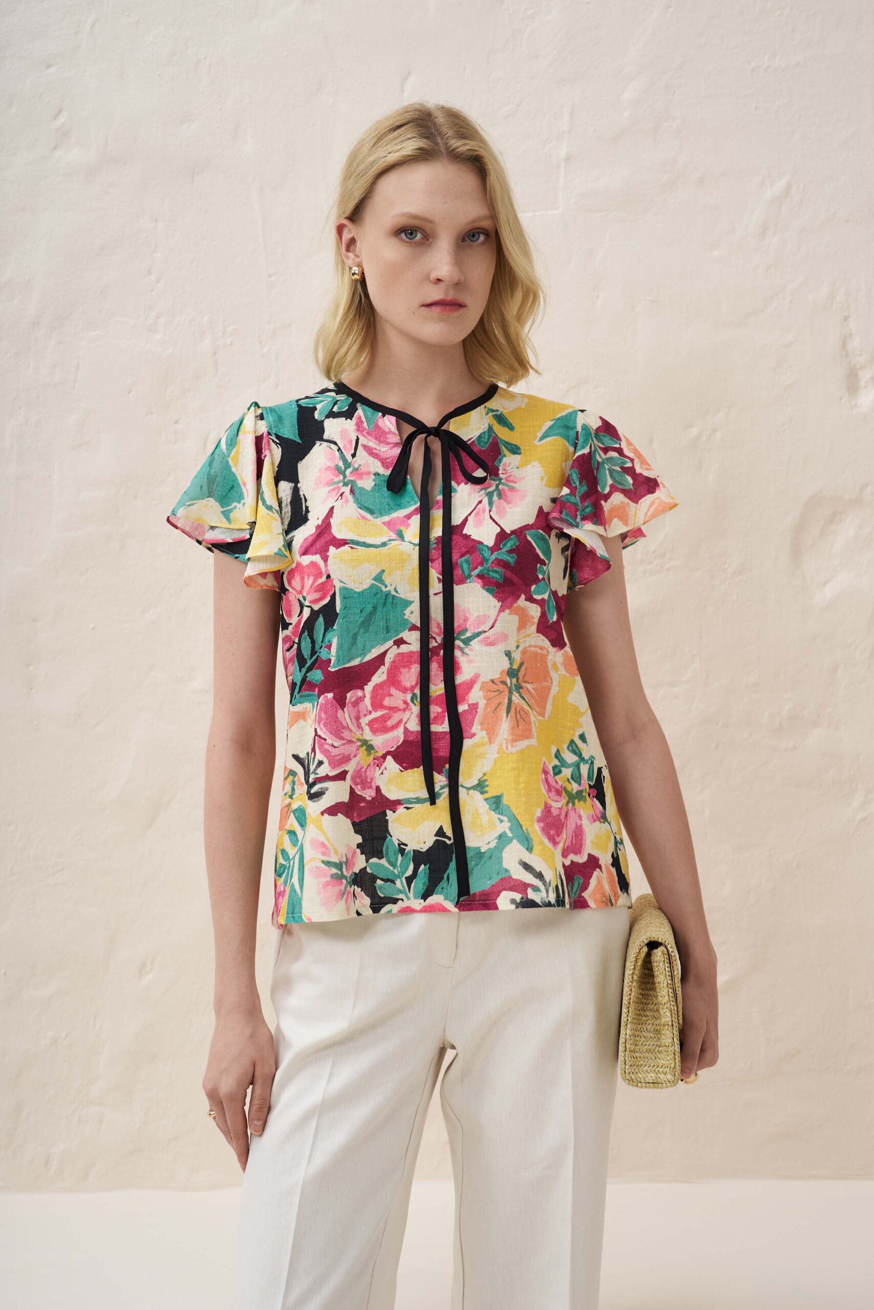 Τοπ με ρέλι print fleurs - Image 3