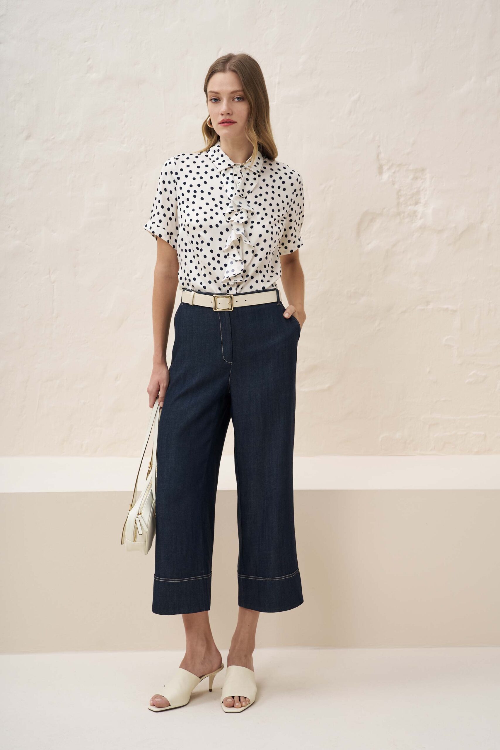 Viscose polka dot ruffle shirt - Image 3